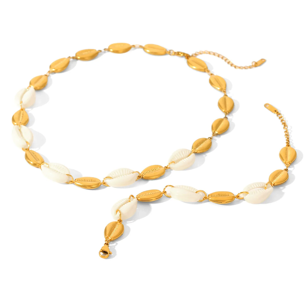 Wholesale Women's Geometric Stainless Steel Shell Electroplated Splicing Chain Necklace And Bracelet Minimalist Jewelry - Image 5