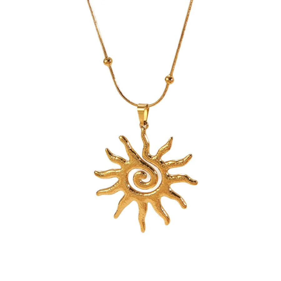 Wholesale Women's Geometric Stainless Steel Stamped Sun Turbine Necklace Light Luxury Minimalist Jewelry - Image 5