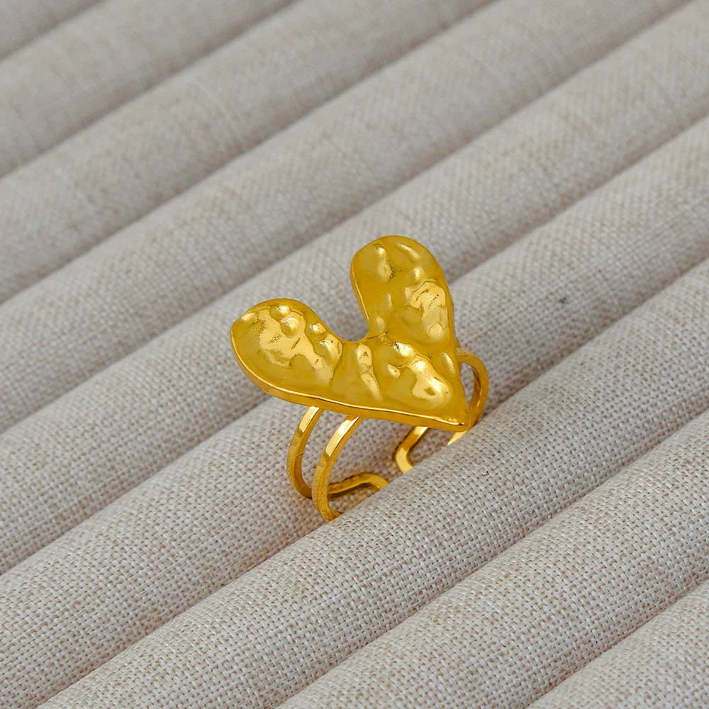 Wholesale Women's Geometric Stainless Steel Titanium Steel Ring With Geometric Plants And Flowers Pattern 18K Gold Electroplated Ins Style - Image 19