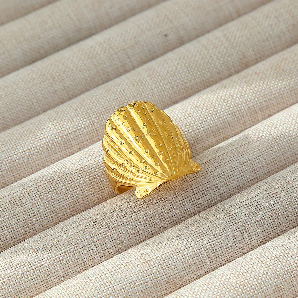 Wholesale Women's Geometric Stainless Steel Titanium Steel Ring With Geometric Plants And Flowers Pattern 18K Gold Electroplated Ins Style - Image 20