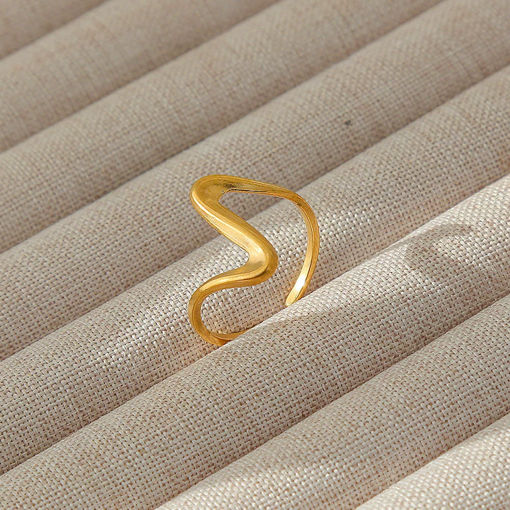Wholesale Women's Geometric Stainless Steel Titanium Steel Ring With Geometric Plants And Flowers Pattern 18K Gold Electroplated Ins Style - Image 23
