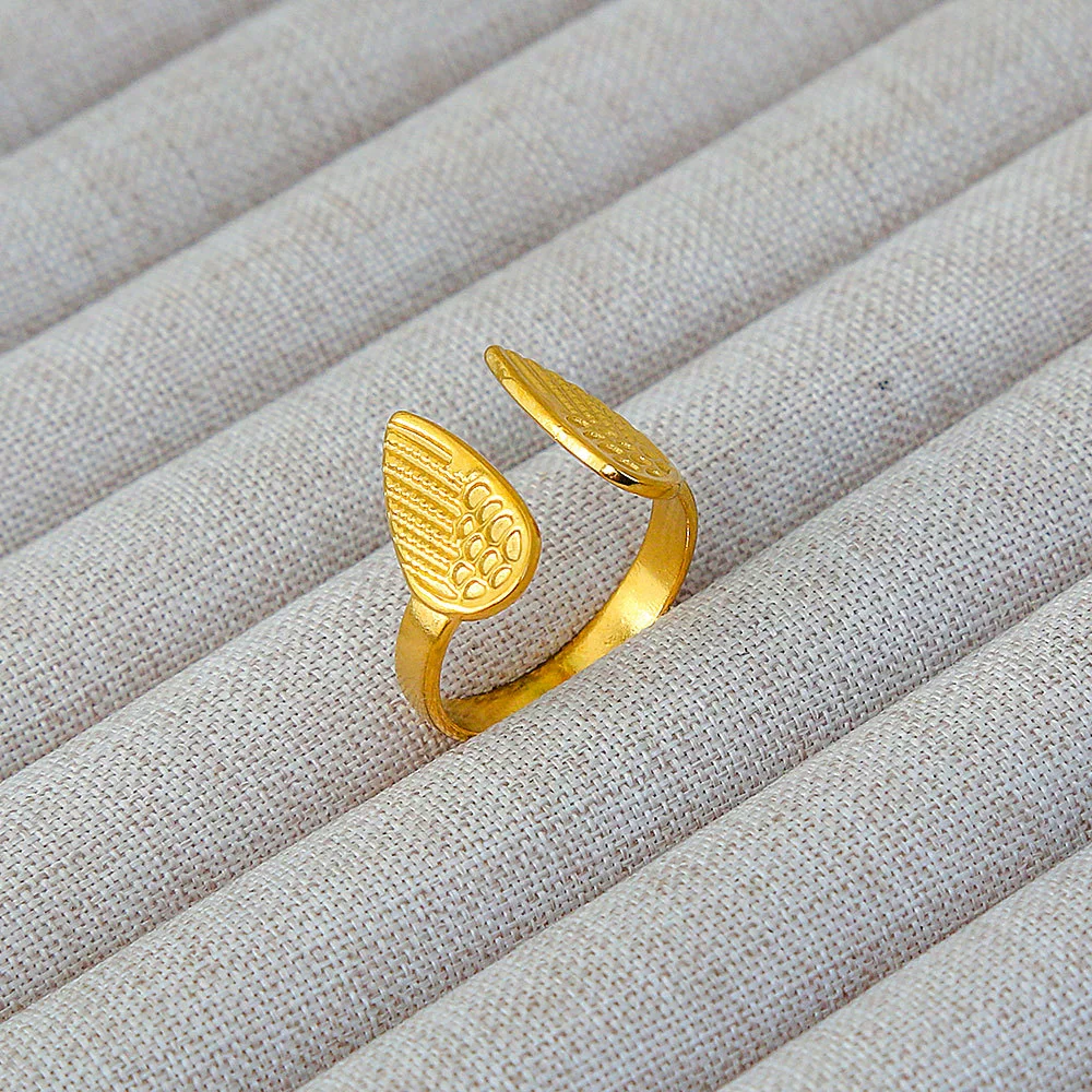 Wholesale Women's Geometric Stainless Steel Titanium Steel Ring With Geometric Plants And Flowers Pattern 18K Gold Electroplated Ins Style - Image 27