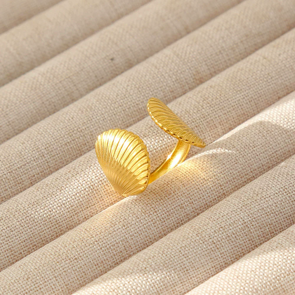 Wholesale Women's Geometric Stainless Steel Titanium Steel Ring With Geometric Plants And Flowers Pattern 18K Gold Electroplated Ins Style - Image 28