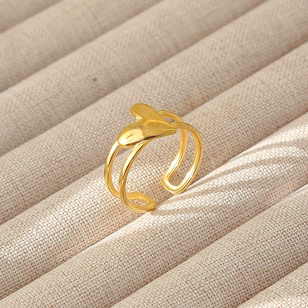 Wholesale Women's Geometric Stainless Steel Titanium Steel Ring With Geometric Plants And Flowers Pattern 18K Gold Electroplated Ins Style - Image 31