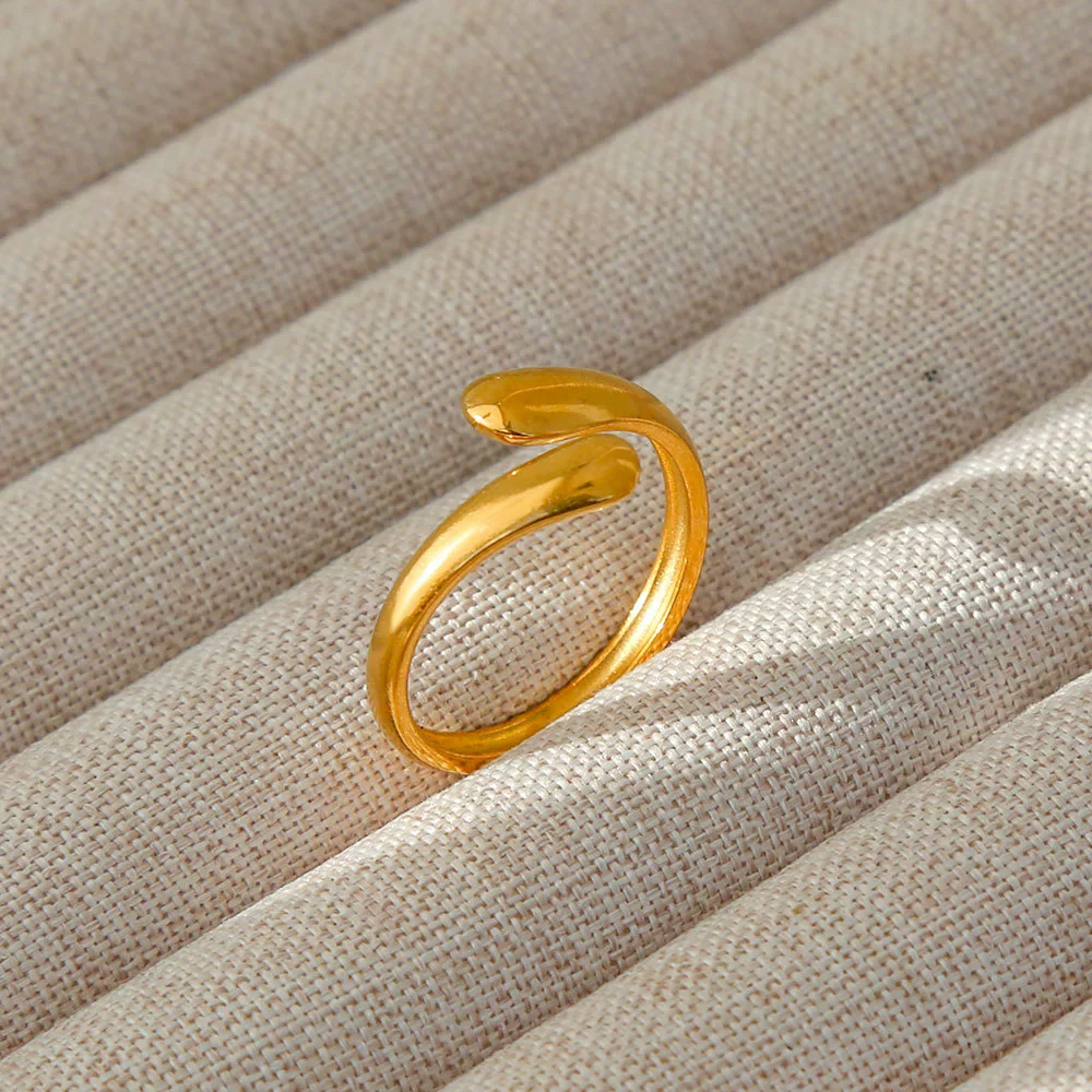 Wholesale Women's Geometric Stainless Steel Titanium Steel Ring With Geometric Plants And Flowers Pattern 18K Gold Electroplated Ins Style - Image 36
