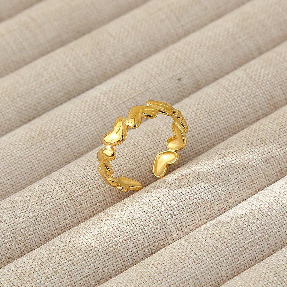 Wholesale Women's Geometric Stainless Steel Titanium Steel Ring With Geometric Plants And Flowers Pattern 18K Gold Electroplated Ins Style - Image 37
