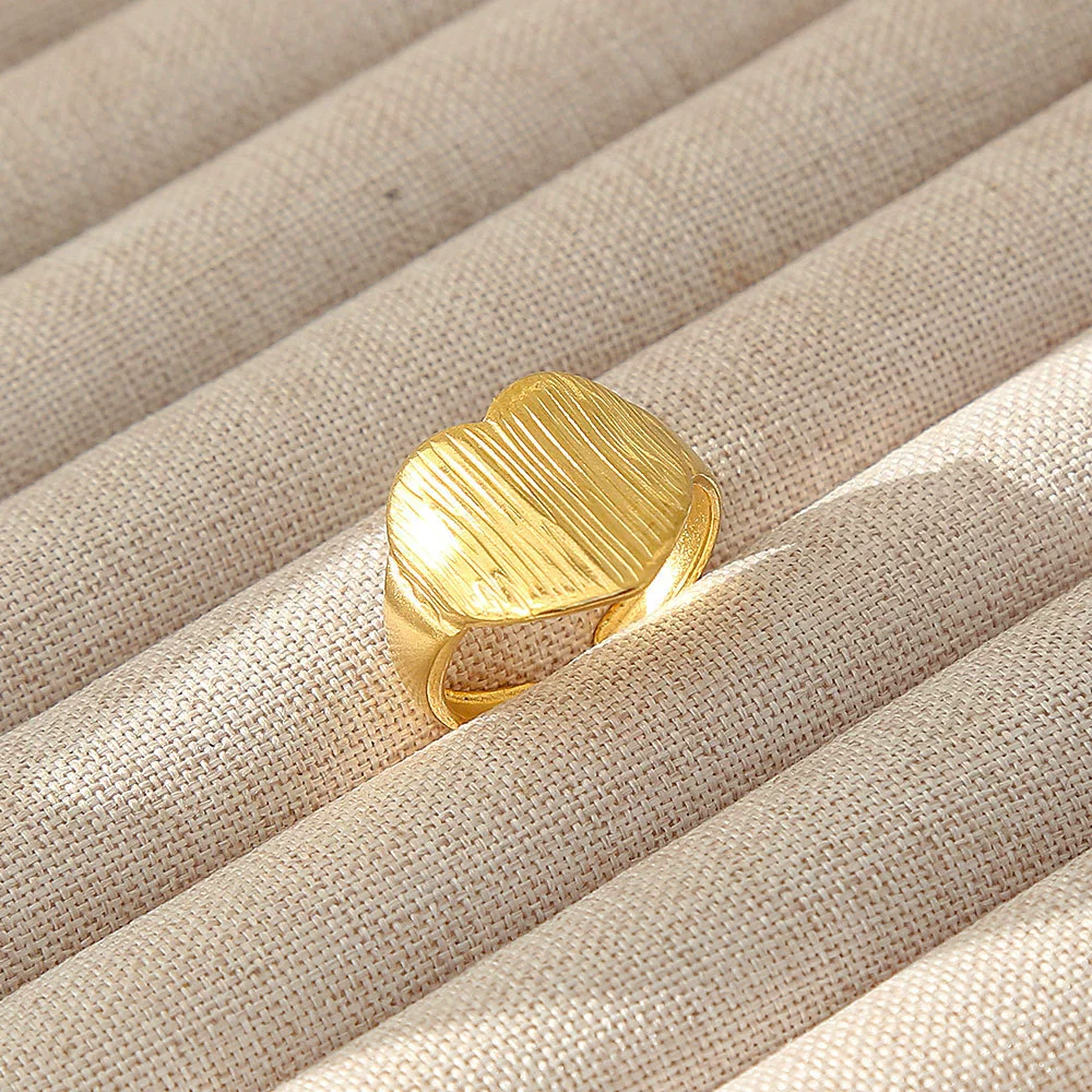 Wholesale Women's Geometric Stainless Steel Titanium Steel Ring With Geometric Plants And Flowers Pattern 18K Gold Electroplated Ins Style - Image 43