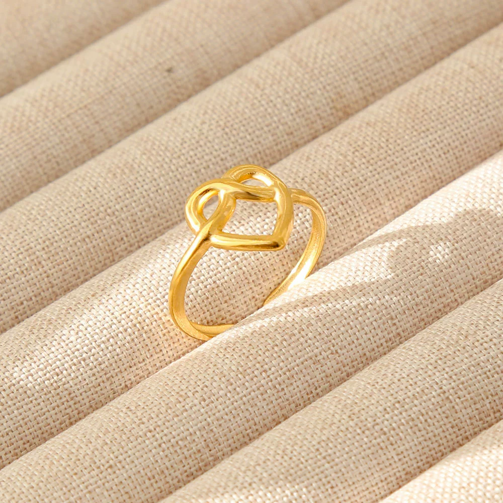 Wholesale Women's Geometric Stainless Steel Titanium Steel Ring With Geometric Plants And Flowers Pattern 18K Gold Electroplated Ins Style - Image 51