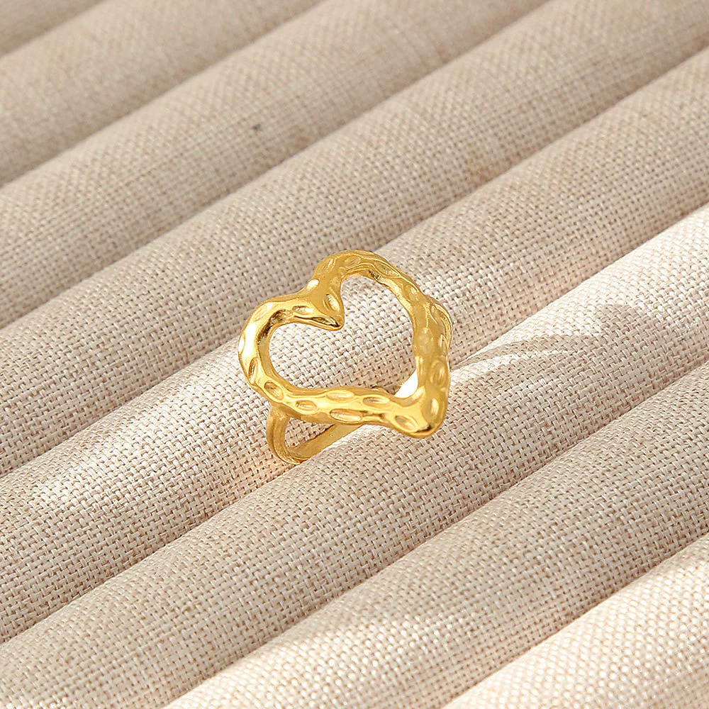 Wholesale Women's Geometric Stainless Steel Titanium Steel Ring With Geometric Plants And Flowers Pattern 18K Gold Electroplated Ins Style - Image 53