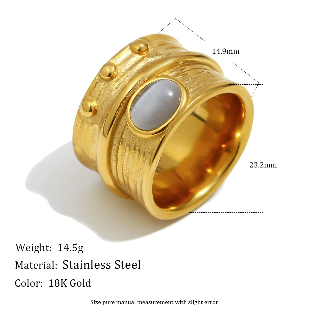 Wholesale Women's Geometric Stainless Steel Vacuum Plated Old Money Style Ring Bracelet Accessories - Image 2