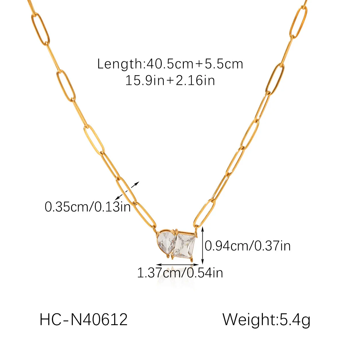 Wholesale Women's Geometric Stainless Steel Zircon Cross Chain Necklace With Electroplating - Image 6