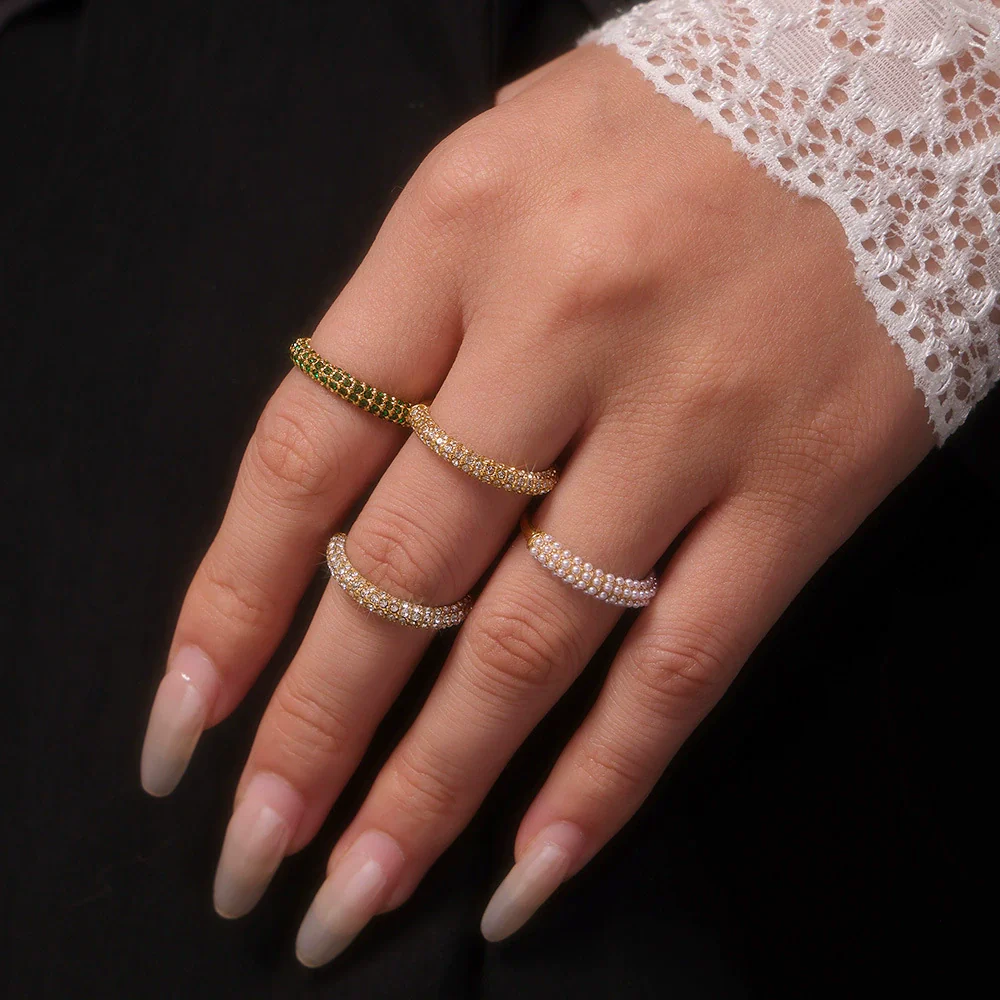Wholesale Women's Geometric Stainless Steel Zircon Electroplated Ferris Wheel Ring Jewelry - Image 4