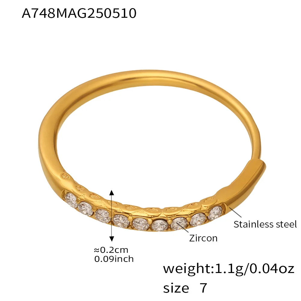 Wholesale Women's Geometric Stainless Steel Zircon Goldplated Ferris Wheel Open Ring Hand Jewelry - Image 6