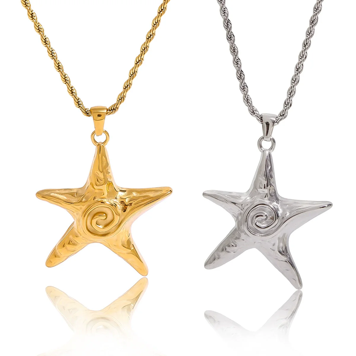 Wholesale Women's Geometric Starfish Pendant Necklace Made Of Titanium Steel And Stainless Steel With Electroplating Process - Image 5