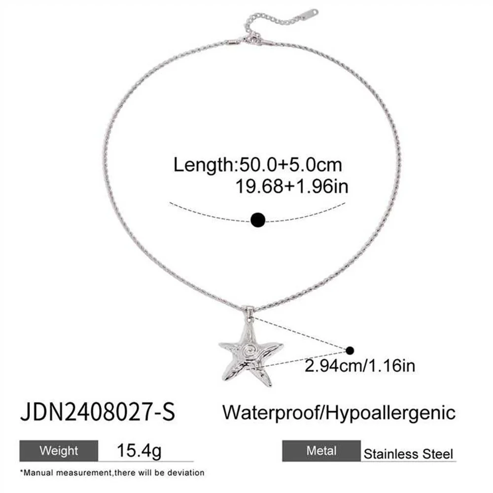 Wholesale Women's Geometric Starfish Pendant Necklace Made Of Titanium Steel And Stainless Steel With Electroplating Process - Image 7