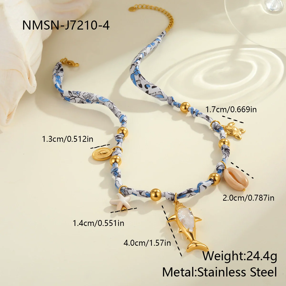 Wholesale Women's Geometric Starfish Shell Handwoven Rope Stainless Steel 18K Electroplated Pendant Necklace - Image 6