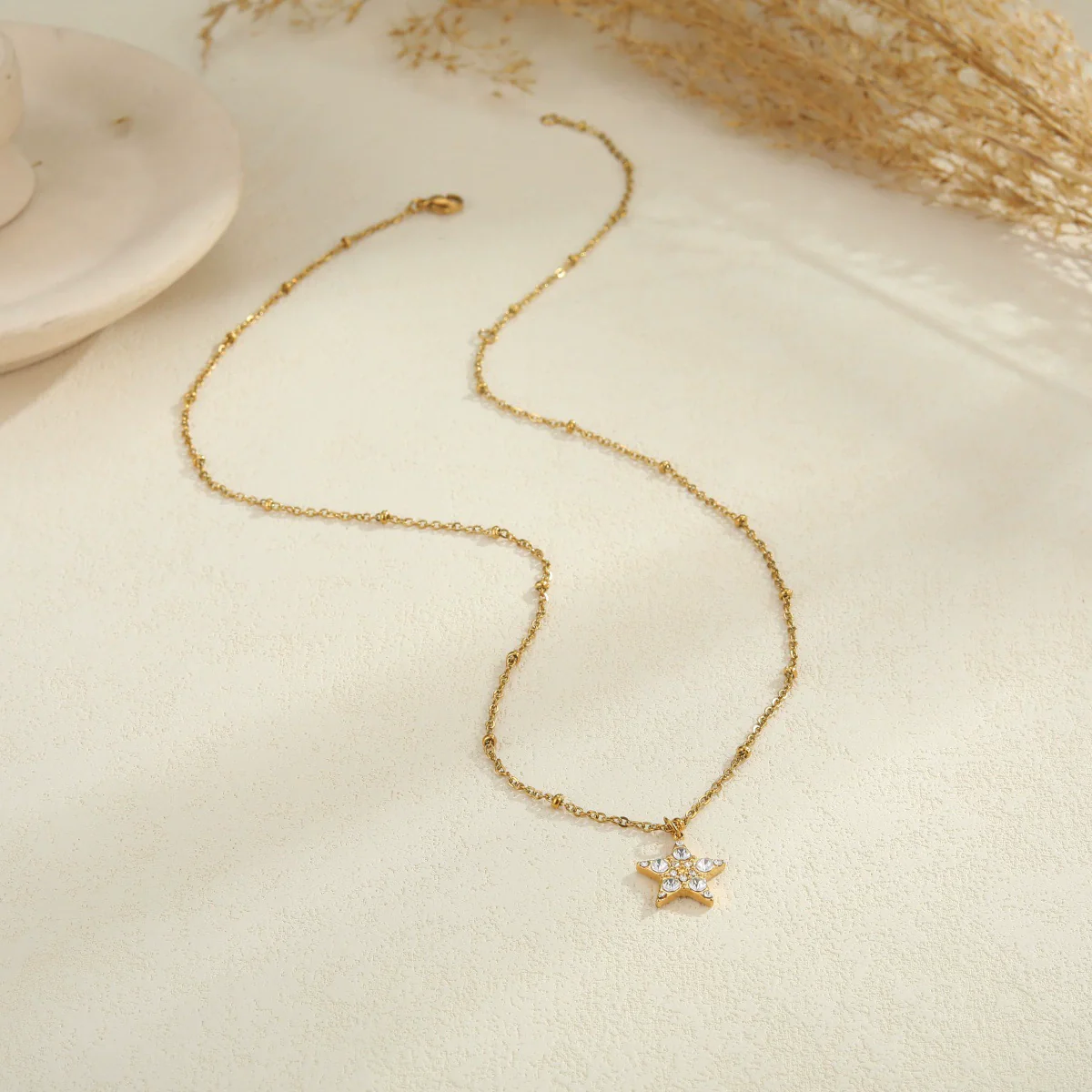 Wholesale Women's Geometric Starshaped Moon Pendant Stainless Steel 18K Electroplated Necklace - Image 3