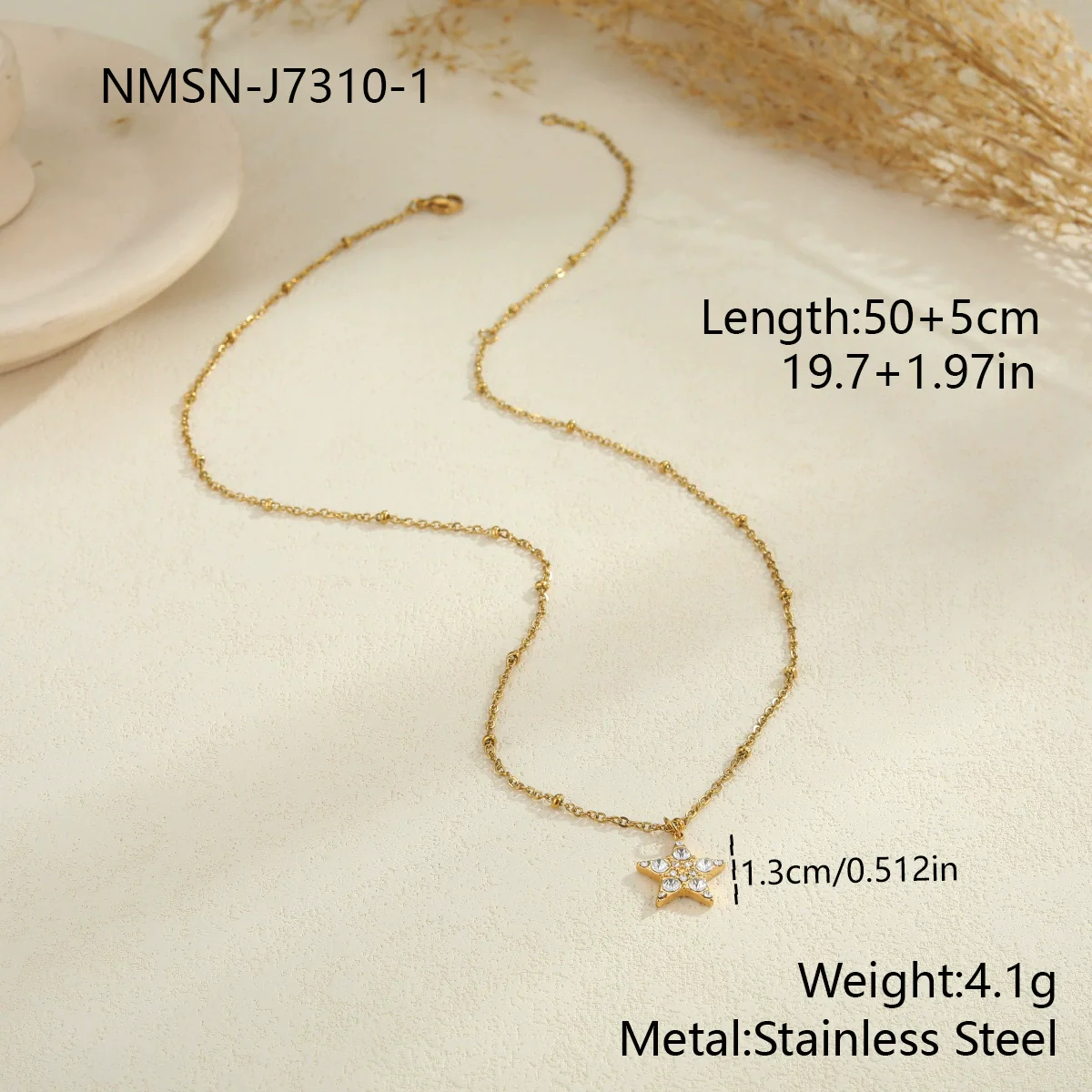 Wholesale Women's Geometric Starshaped Moon Pendant Stainless Steel 18K Electroplated Necklace - Image 6