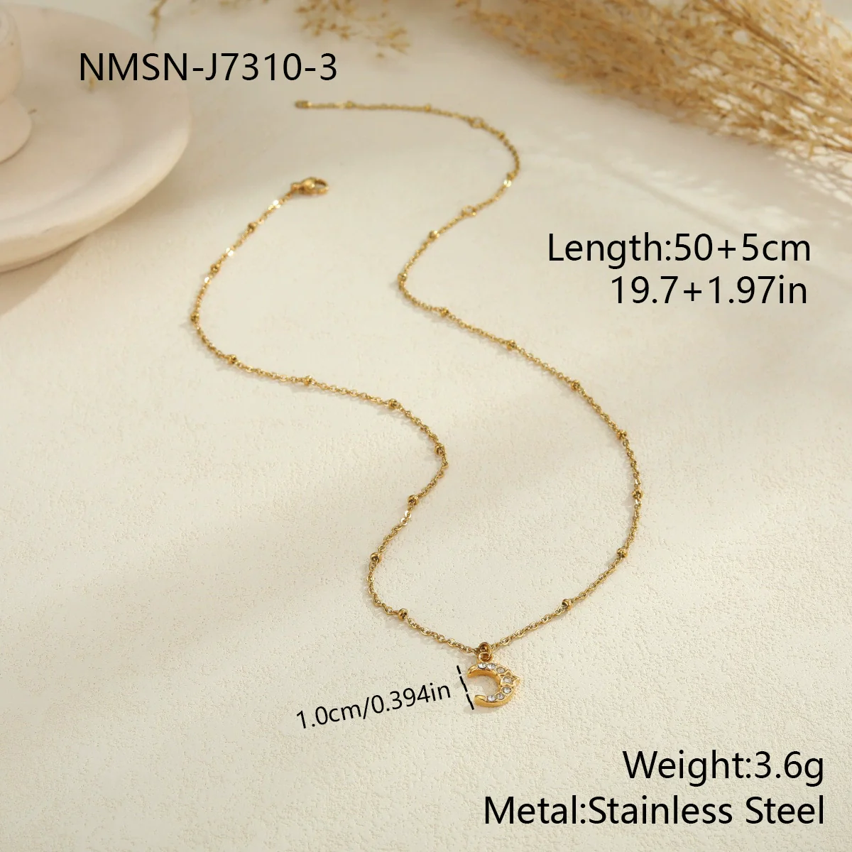 Wholesale Women's Geometric Starshaped Moon Pendant Stainless Steel 18K Electroplated Necklace - Image 8