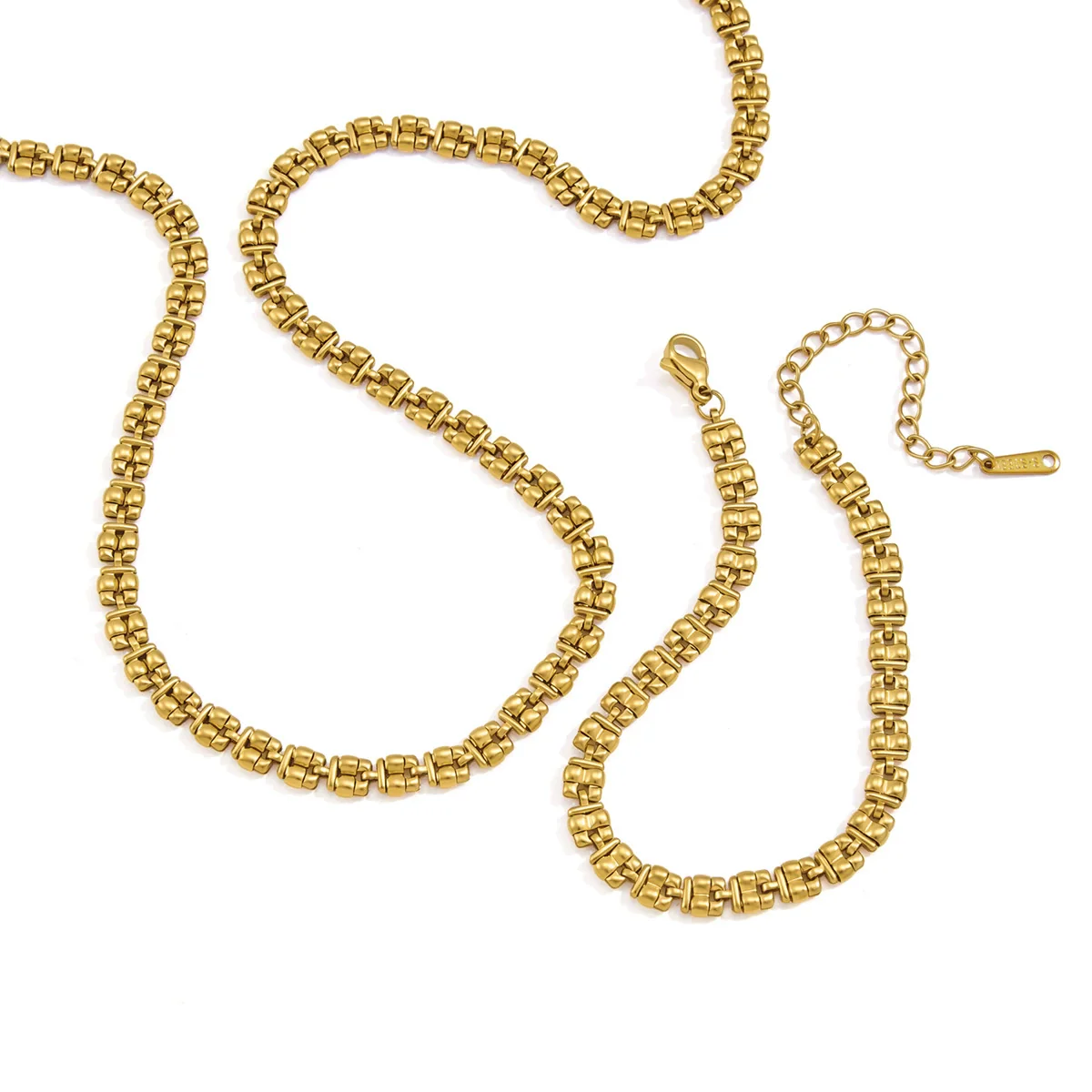Wholesale Women's Geometric Titanium Steel And Stainless Steel Electroplated Jewelry Bracelet And Necklace Set - Image 5
