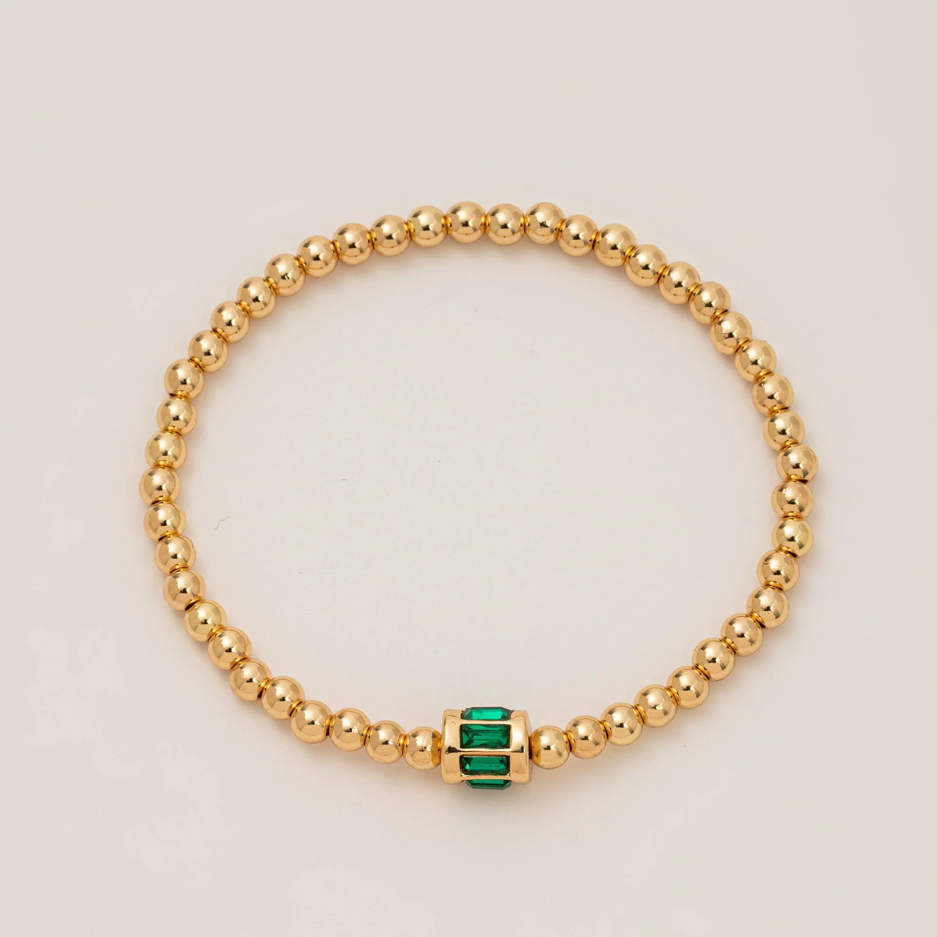 Wholesale Women's Geometric Titanium Steel Electroplated Gold Beads Birthstone Zircon Beaded Bracelet - Image 10