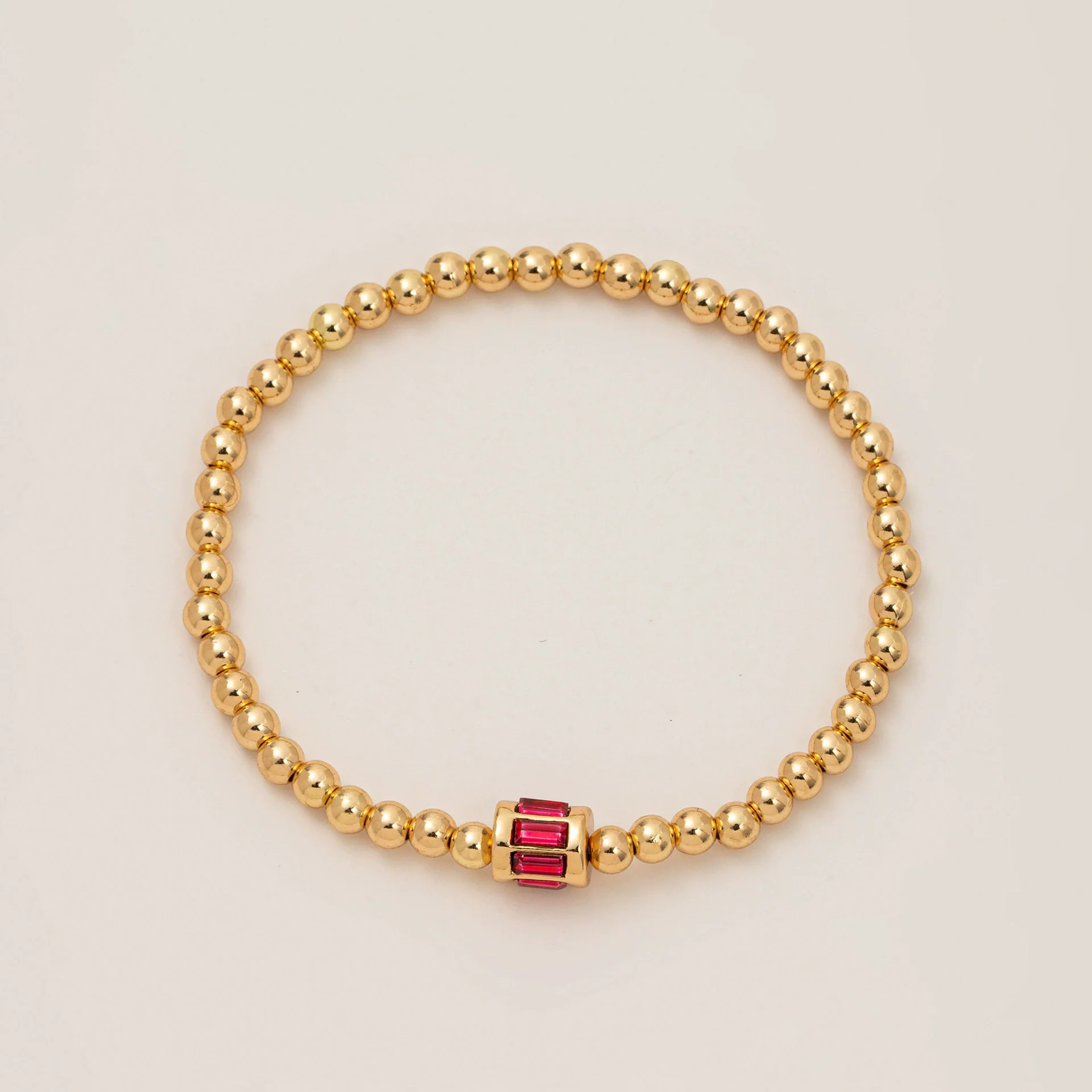 Wholesale Women's Geometric Titanium Steel Electroplated Gold Beads Birthstone Zircon Beaded Bracelet - Image 12