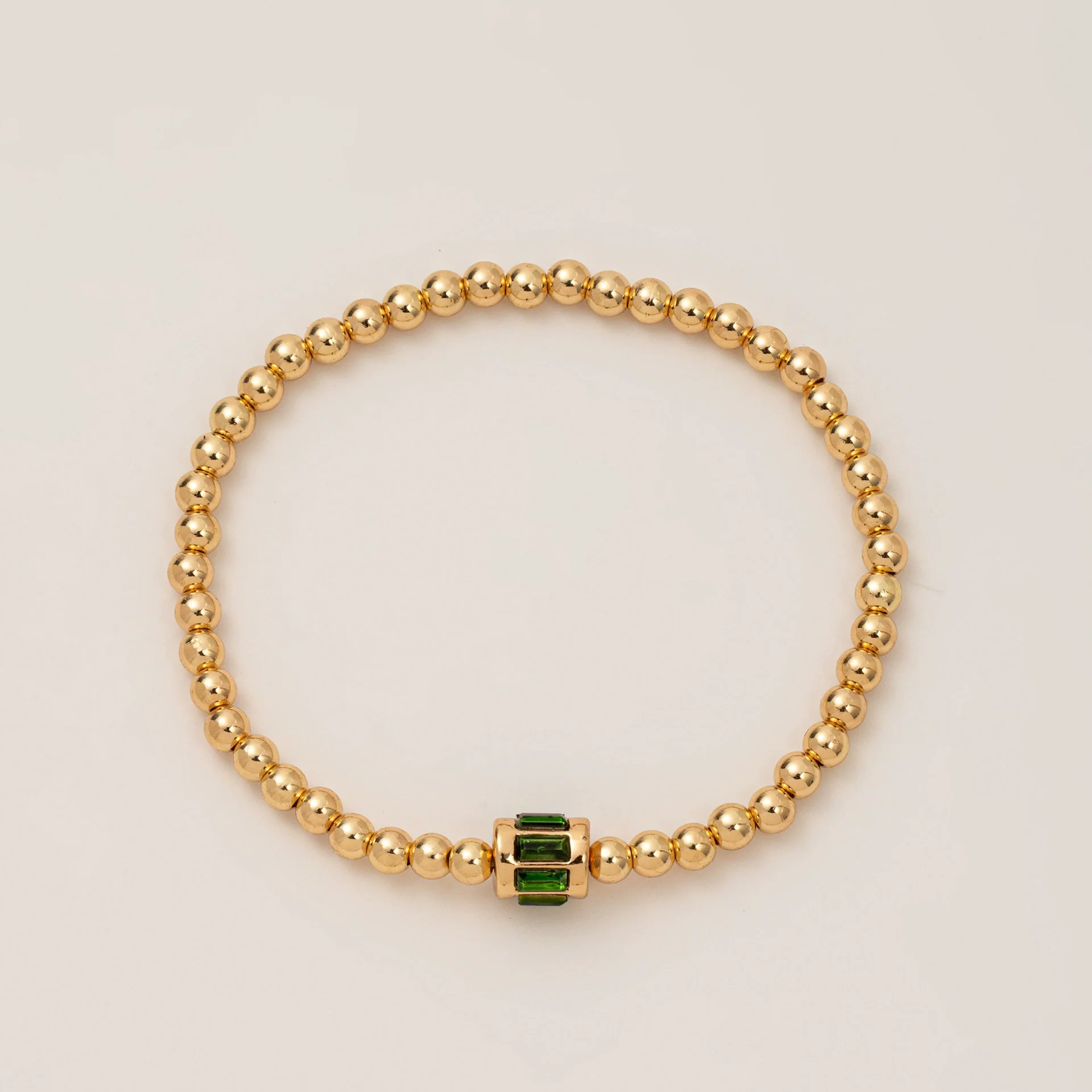 Wholesale Women's Geometric Titanium Steel Electroplated Gold Beads Birthstone Zircon Beaded Bracelet - Image 13