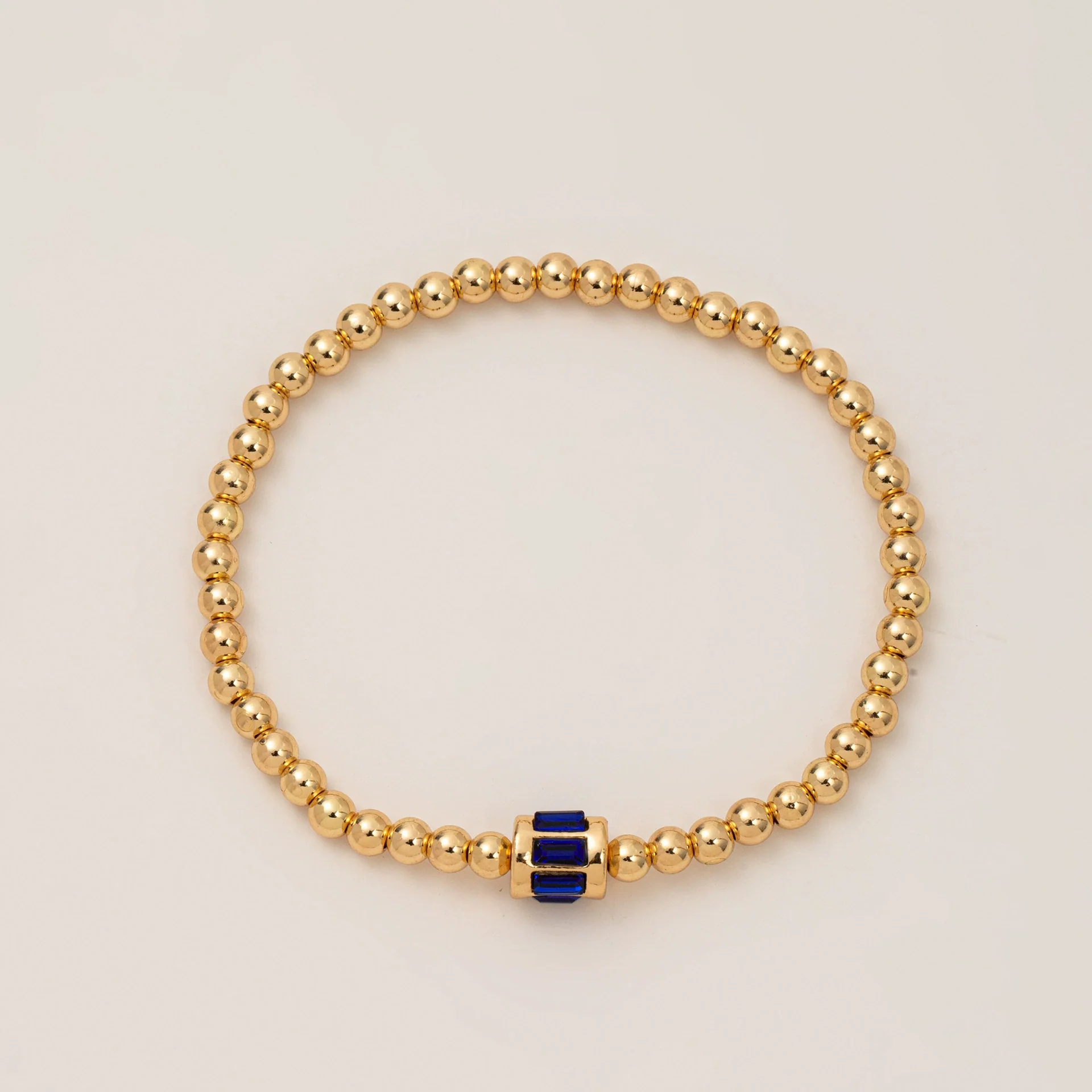 Wholesale Women's Geometric Titanium Steel Electroplated Gold Beads Birthstone Zircon Beaded Bracelet - Image 14