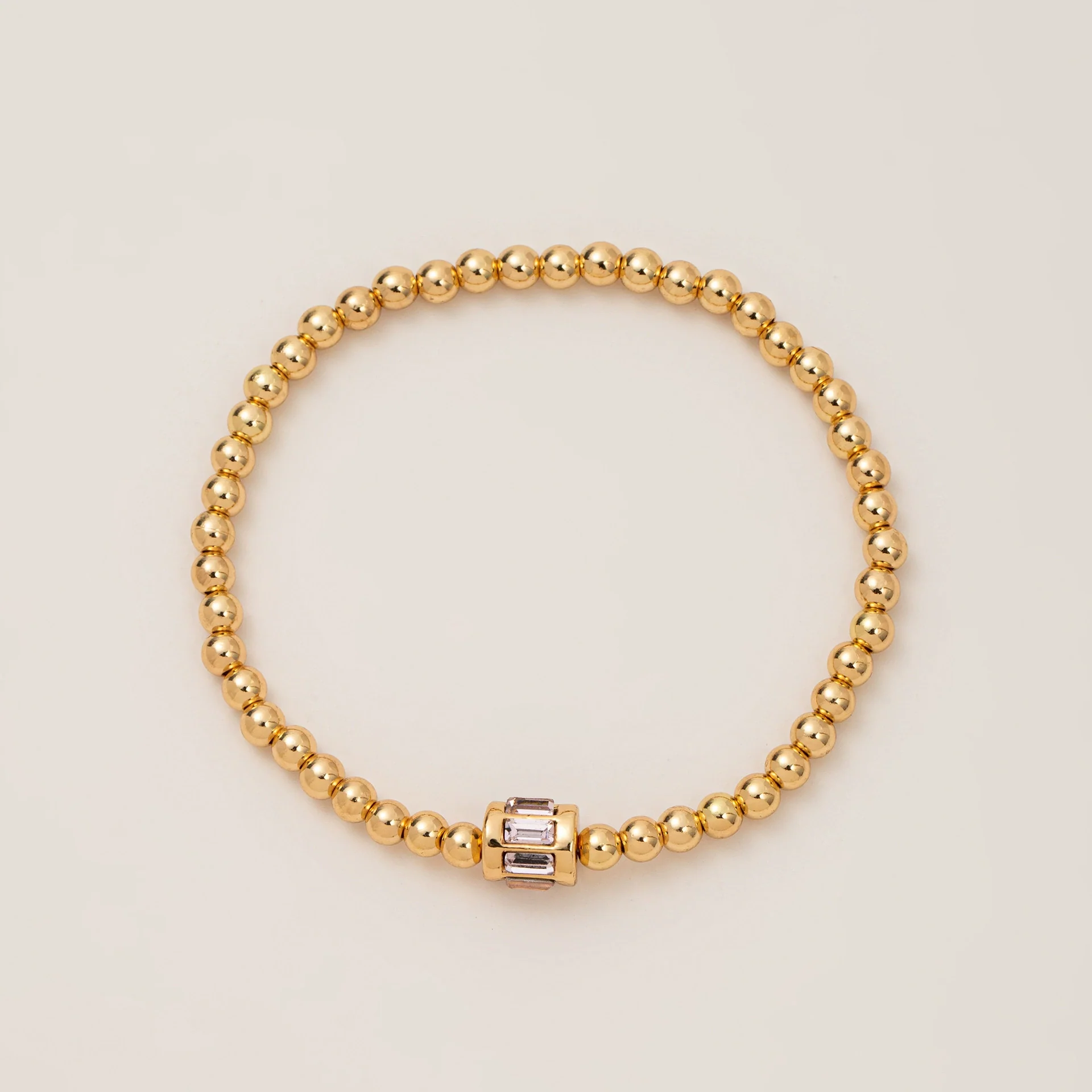 Wholesale Women's Geometric Titanium Steel Electroplated Gold Beads Birthstone Zircon Beaded Bracelet - Image 15