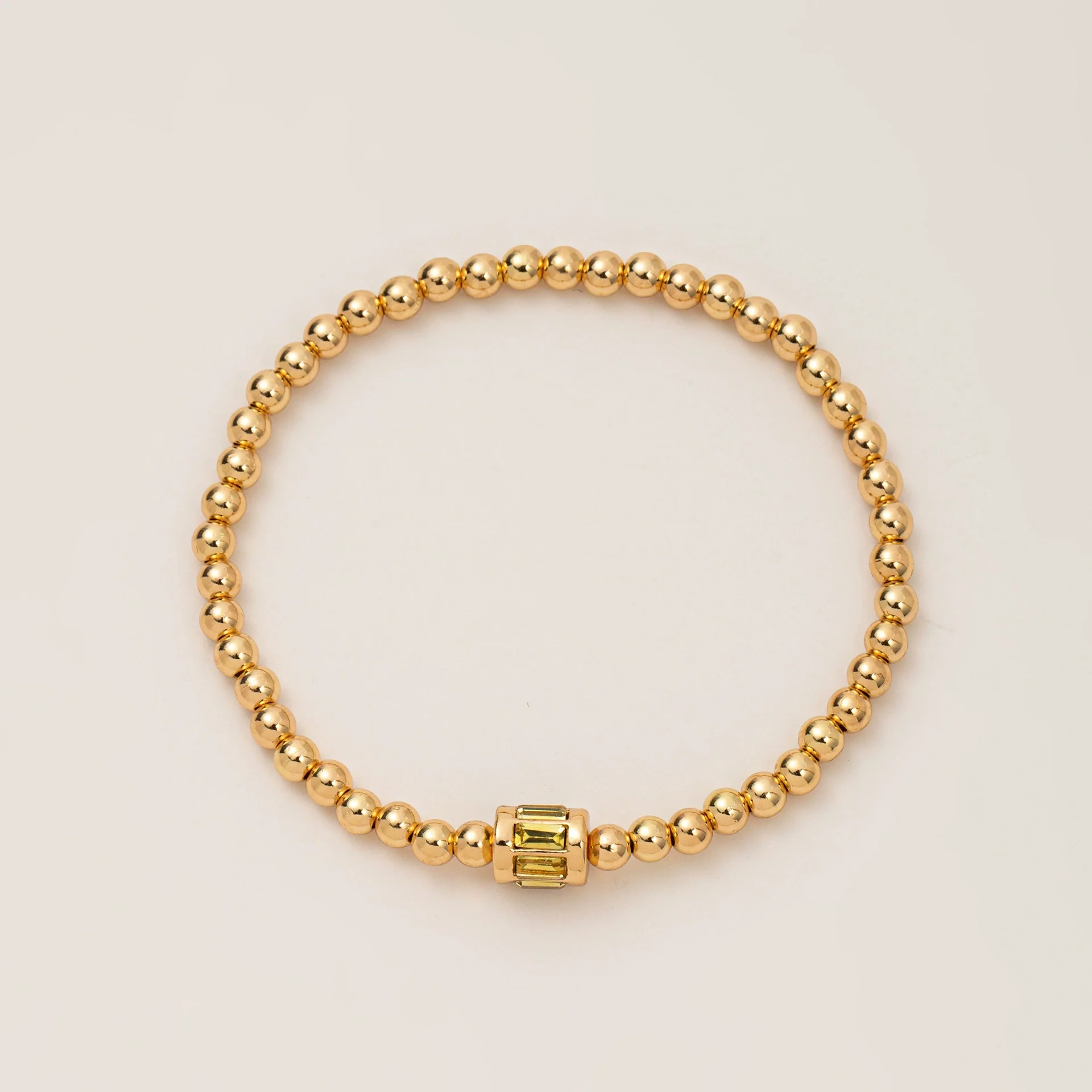 Wholesale Women's Geometric Titanium Steel Electroplated Gold Beads Birthstone Zircon Beaded Bracelet - Image 16