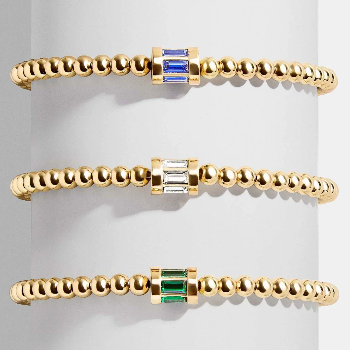 Wholesale Women's Geometric Titanium Steel Electroplated Gold Beads Birthstone Zircon Beaded Bracelet - Image 4