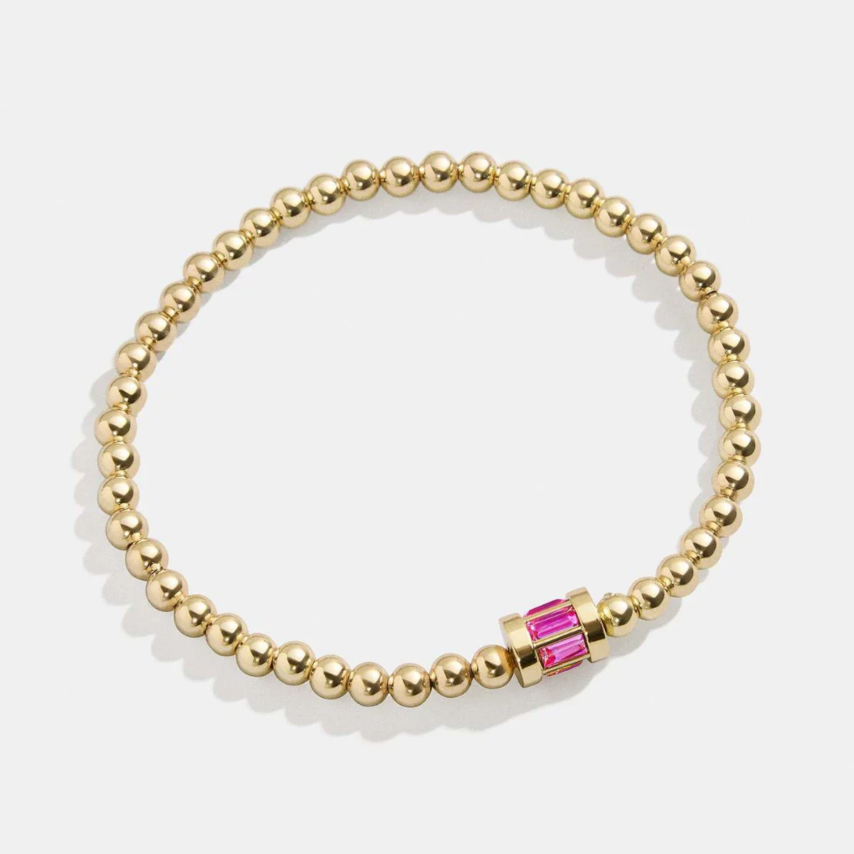 Wholesale Women's Geometric Titanium Steel Electroplated Gold Beads Birthstone Zircon Beaded Bracelet - Image 5