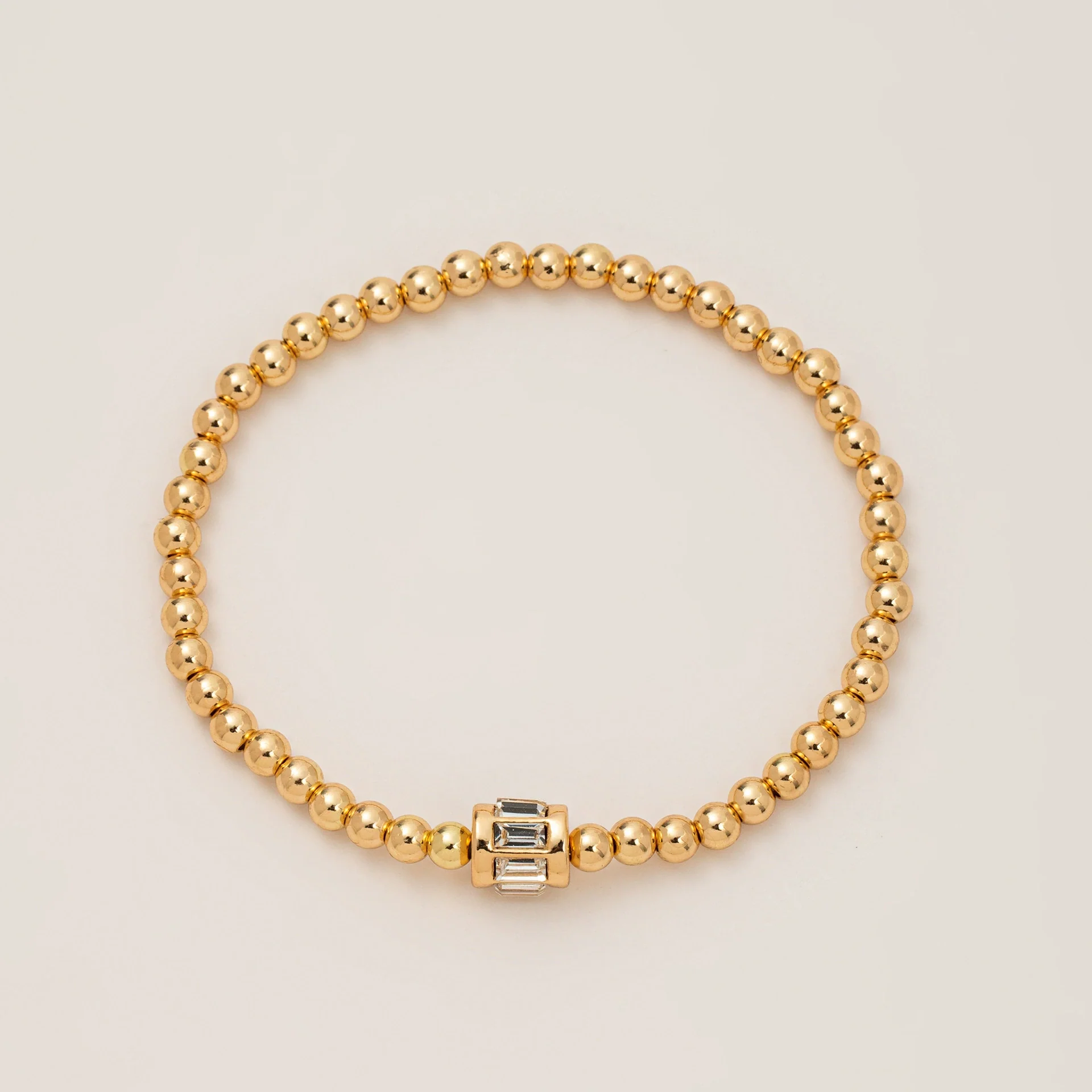 Wholesale Women's Geometric Titanium Steel Electroplated Gold Beads Birthstone Zircon Beaded Bracelet - Image 9