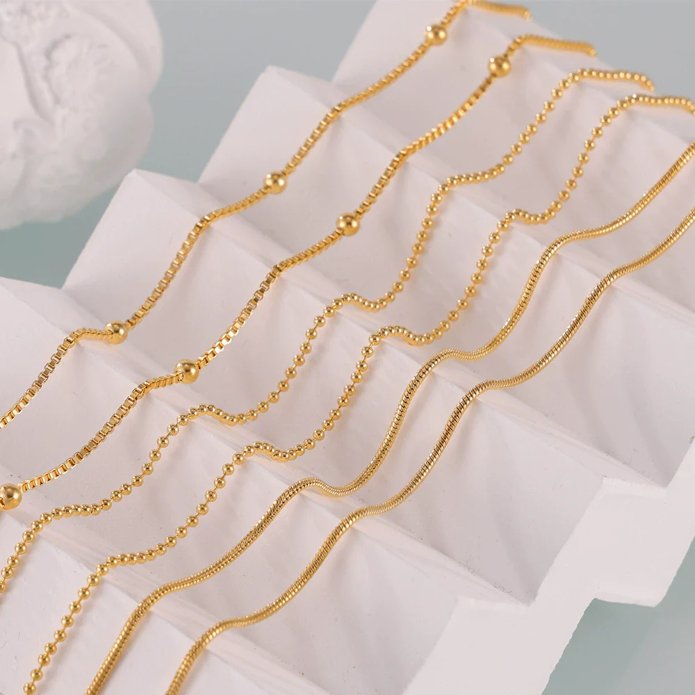 Wholesale Women's Geometric Titanium Steel Necklace With Round Beads And Snake Bone Chain Fashion Electroplated Design - Image 4