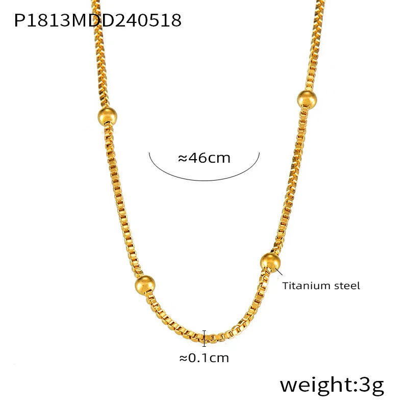 Wholesale Women's Geometric Titanium Steel Necklace With Round Beads And Snake Bone Chain Fashion Electroplated Design - Image 7