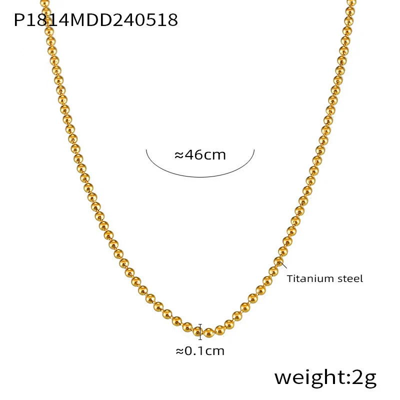 Wholesale Women's Geometric Titanium Steel Necklace With Round Beads And Snake Bone Chain Fashion Electroplated Design - Image 8