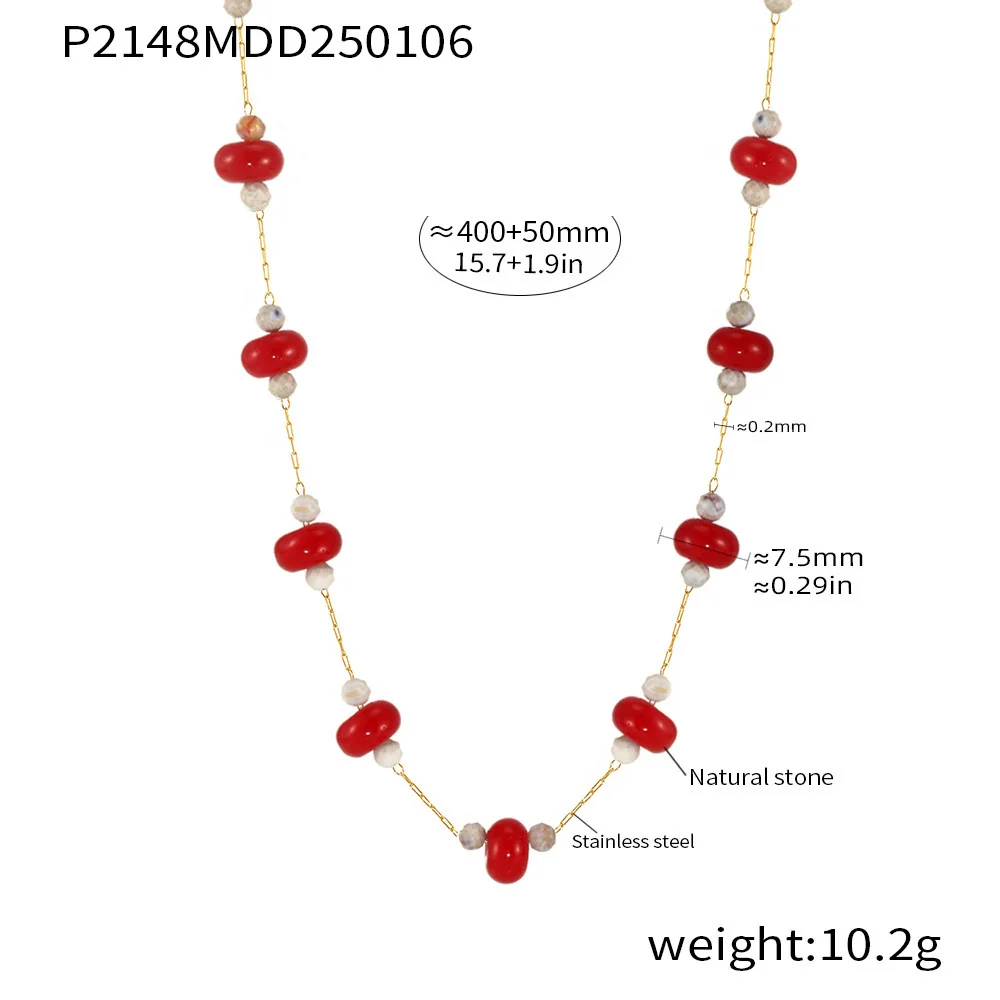 Wholesale Women's Geometric Tourmaline Stainless Steel 18K Gold Plated Necklace Jewelry - Image 6