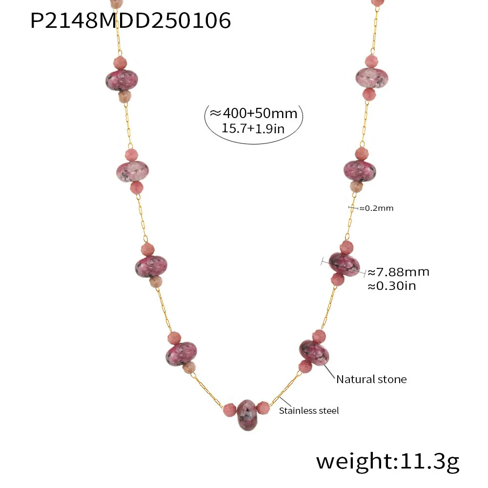Wholesale Women's Geometric Tourmaline Stainless Steel 18K Gold Plated Necklace Jewelry - Image 9