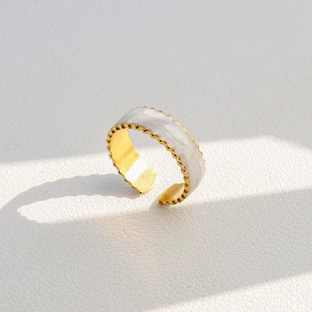 Wholesale Women's Geometric Twisted Open Stainless Steel Electroplated Ring - Image 6