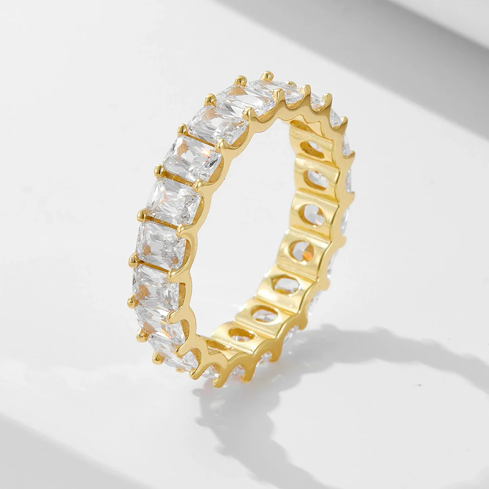 Wholesale Women's Geometric Zircon 925 Sterling Silver Diamond Ring Hand Jewelry