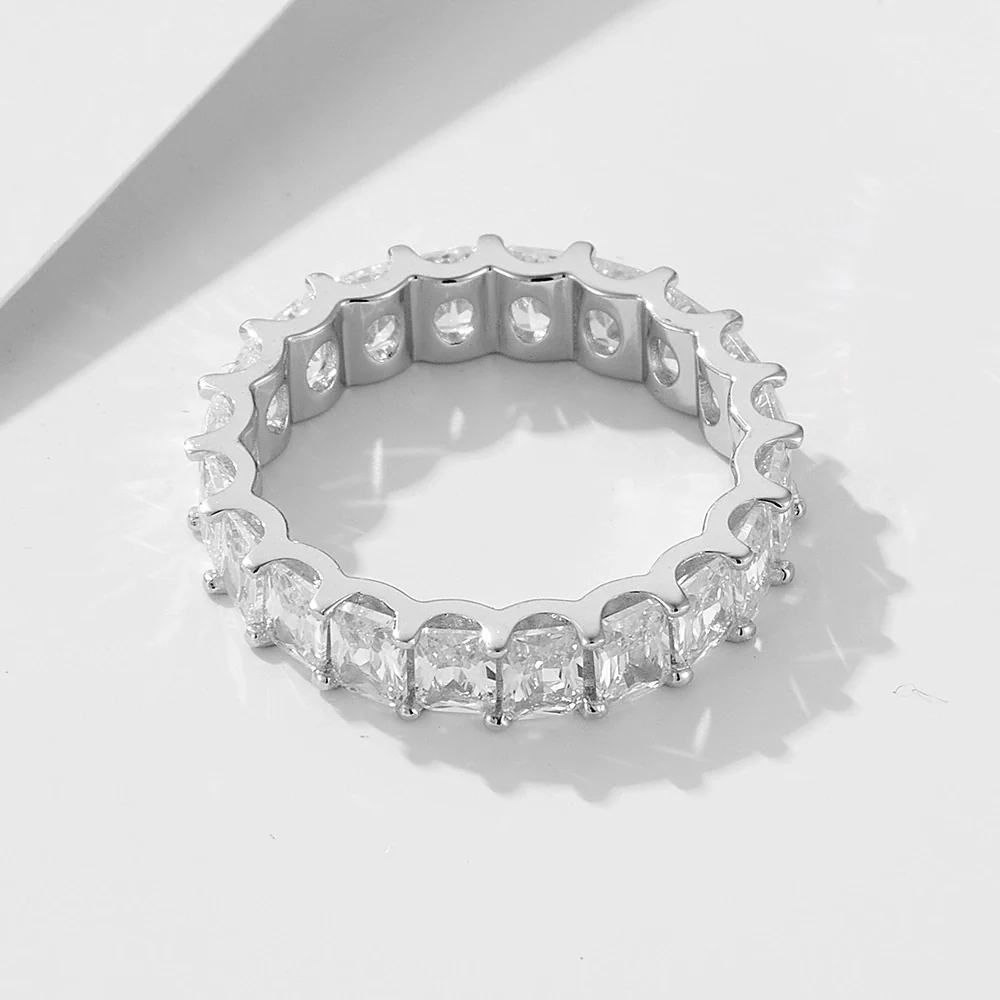 Wholesale Women's Geometric Zircon 925 Sterling Silver Diamond Ring Hand Jewelry - Image 2