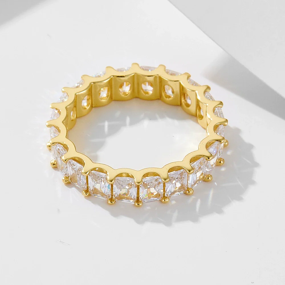 Wholesale Women's Geometric Zircon 925 Sterling Silver Diamond Ring Hand Jewelry - Image 6
