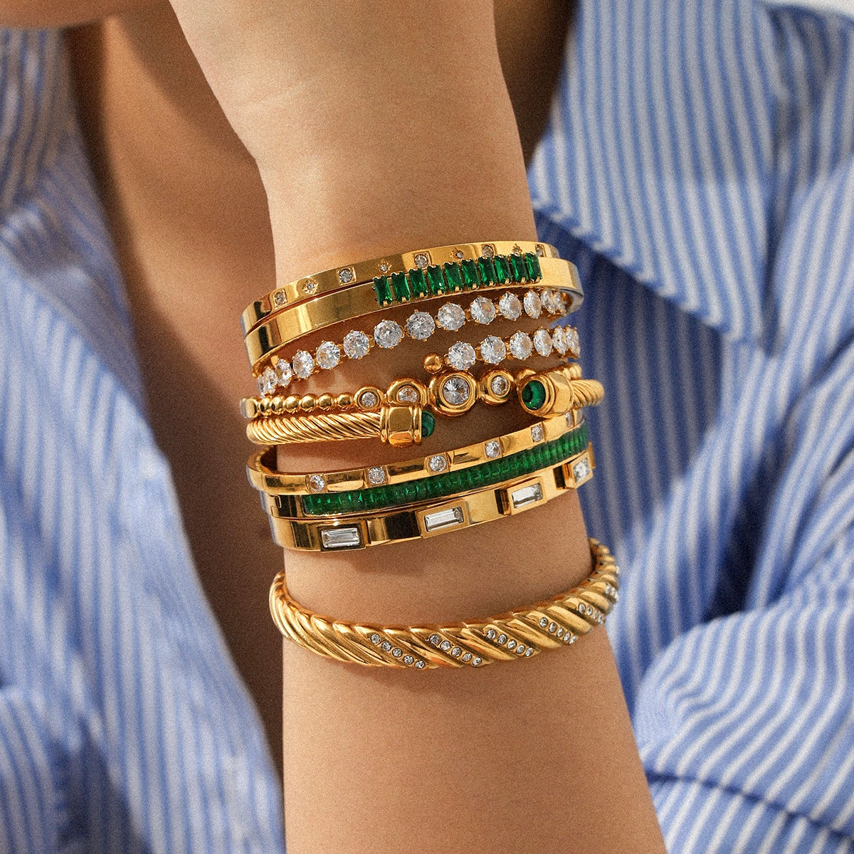 Wholesale Women's Geometric Zircon Stainless Steel Bracelet - Image 3