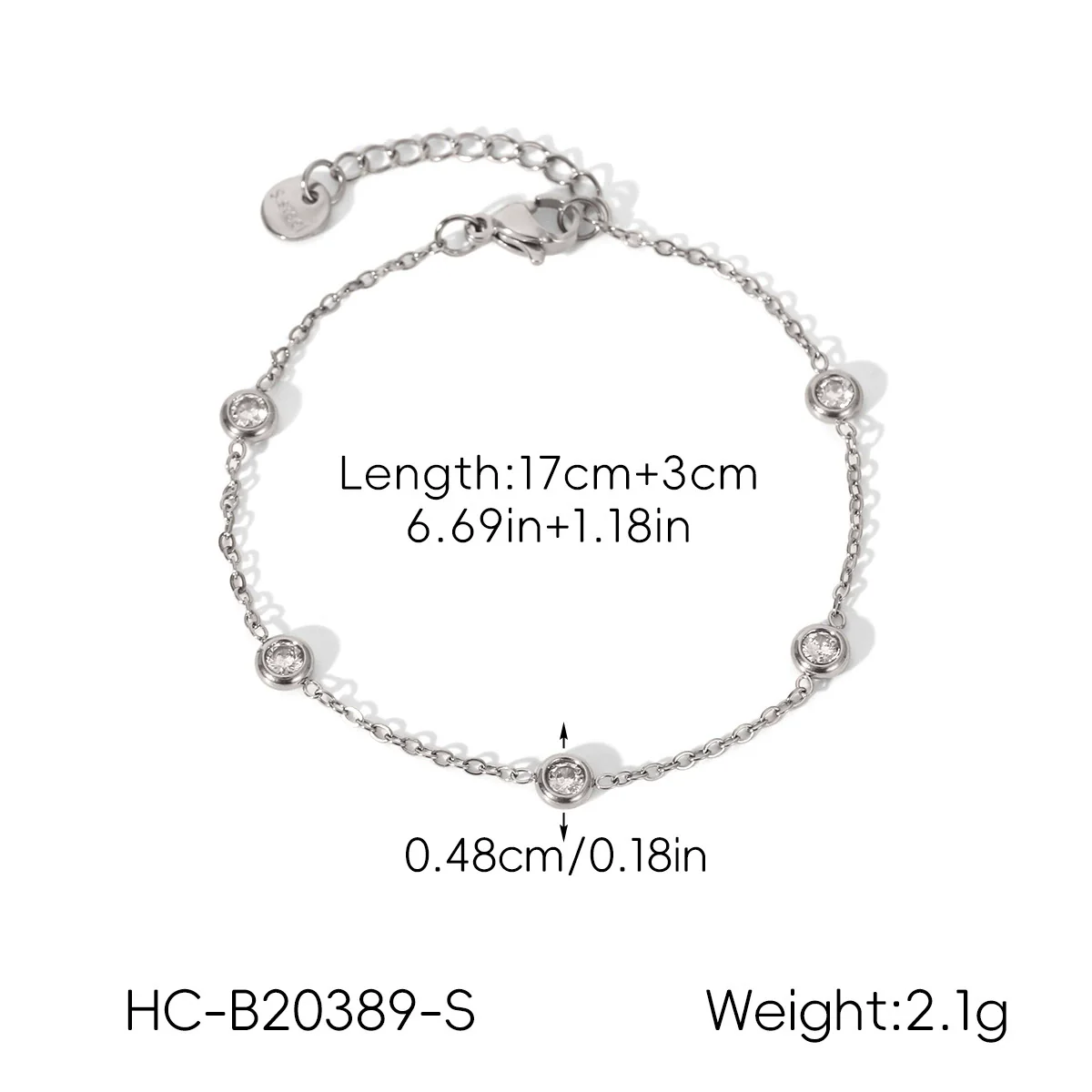 Wholesale Women's Geometric Zircon Stainless Steel Bracelet Fashion Jewelry - Image 7