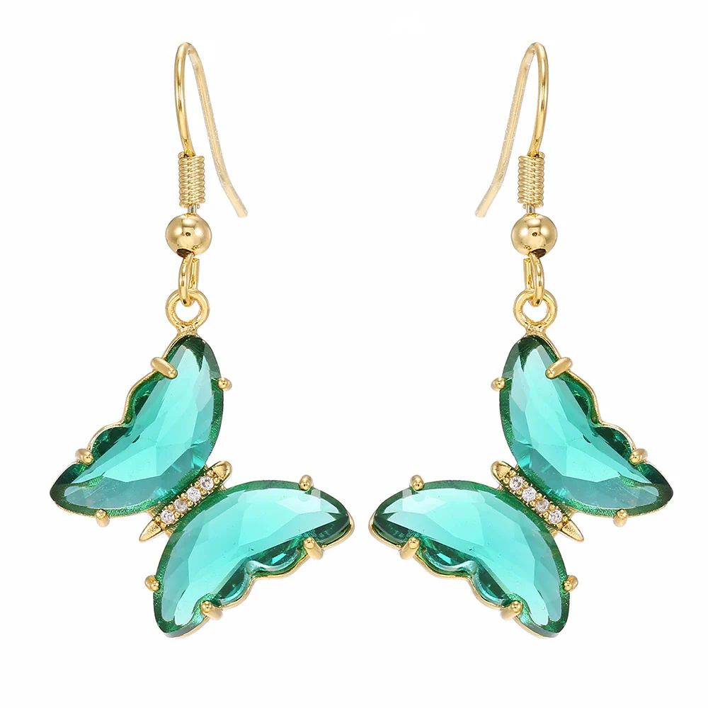 Wholesale Women's Glass Glaze Butterfly Earrings With 925 Silver Needle And Electroplating Treatment