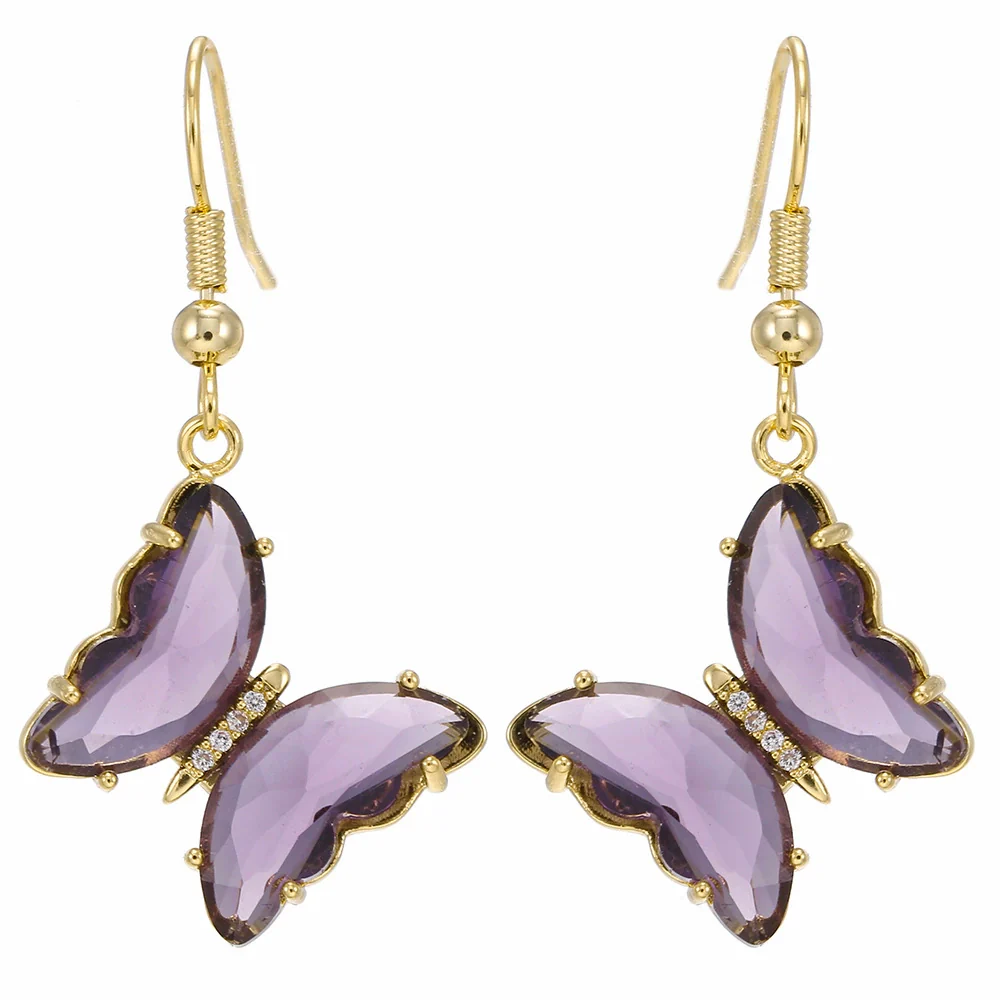 Wholesale Women's Glass Glaze Butterfly Earrings With 925 Silver Needle And Electroplating Treatment - Image 10