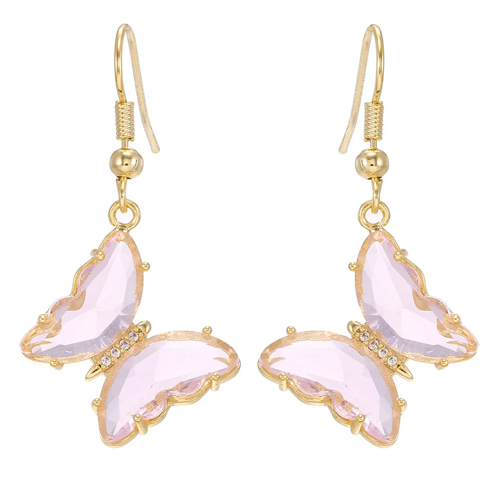Wholesale Women's Glass Glaze Butterfly Earrings With 925 Silver Needle And Electroplating Treatment - Image 13
