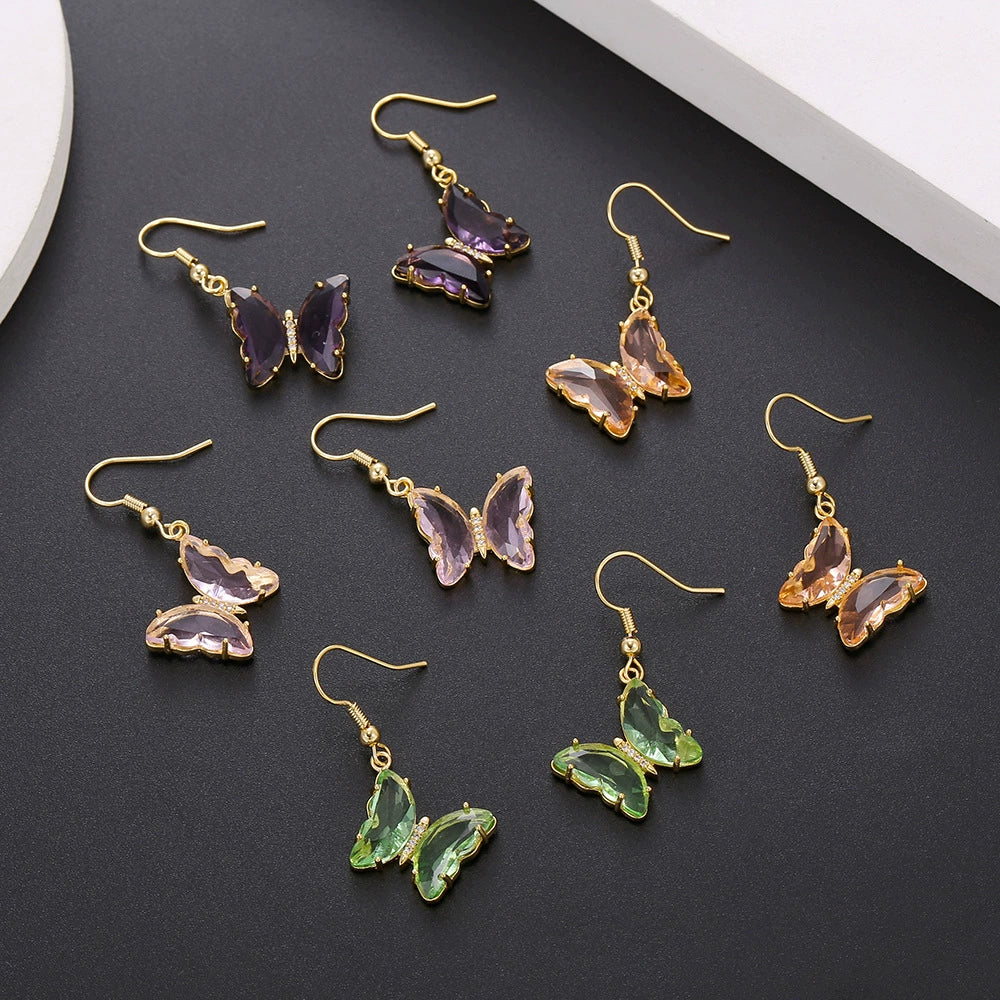 Wholesale Women's Glass Glaze Butterfly Earrings With 925 Silver Needle And Electroplating Treatment - Image 3