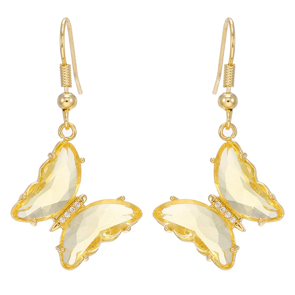 Wholesale Women's Glass Glaze Butterfly Earrings With 925 Silver Needle And Electroplating Treatment - Image 6