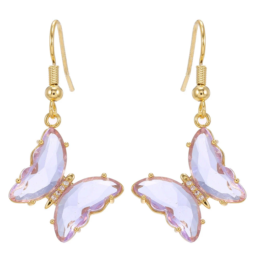 Wholesale Women's Glass Glaze Butterfly Earrings With 925 Silver Needle And Electroplating Treatment - Image 8